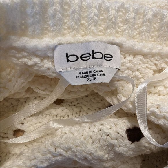 BEBE JIA Pointelle Sweater short sleeve Ivory delicate fabric sweater‎ XS - Picture 5 of 9